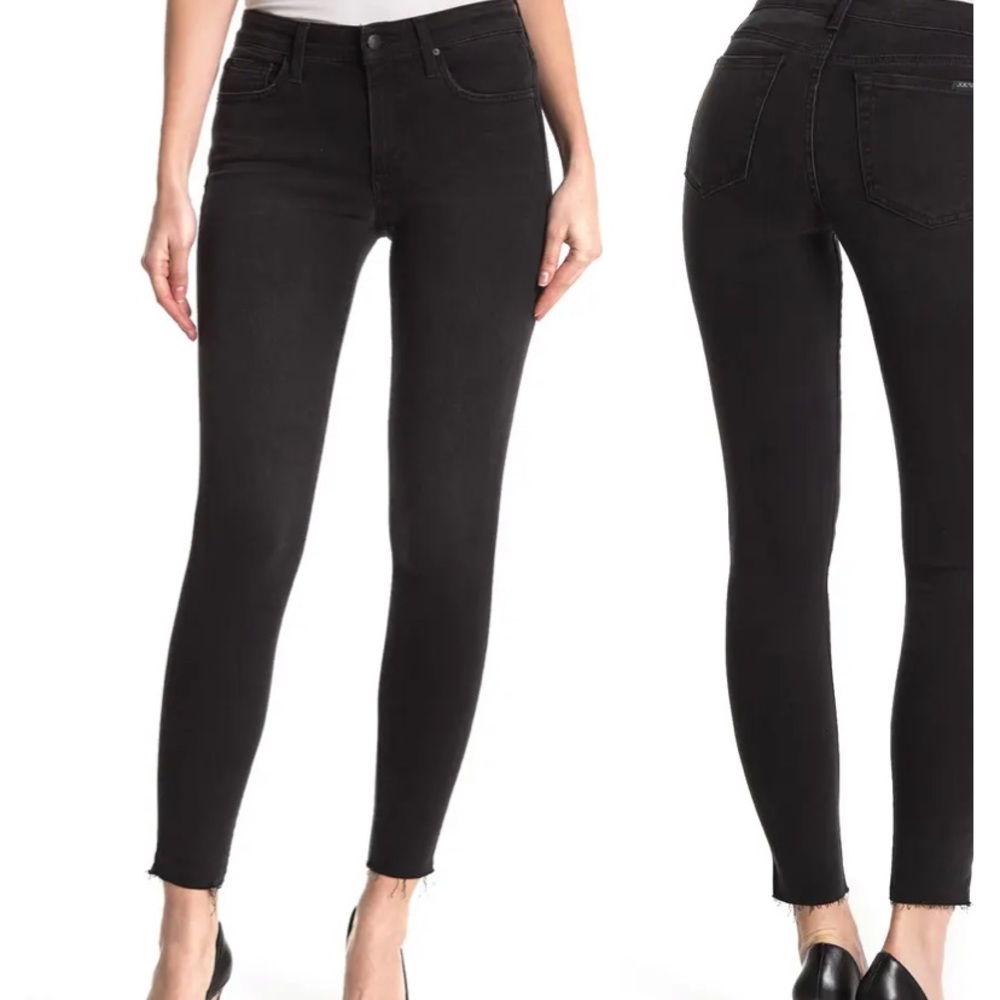 Joe’s Jeans Mid Rise Ankle Jeans With Raw Hem distressed black (size 28)